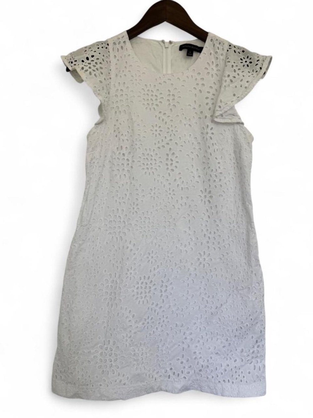 Banana Republic White Eyelet Mini Dress Size 4 Summer Vacation Preppy Summer
